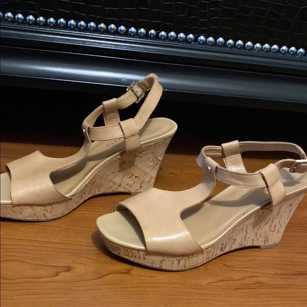 Franco Sarto Leather Espadrille Wedge Sandals